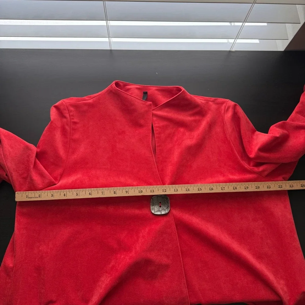IC by Connie K Swing Jacket Women's Size‎ XL Red Faux Suede Lagenlook USA Made